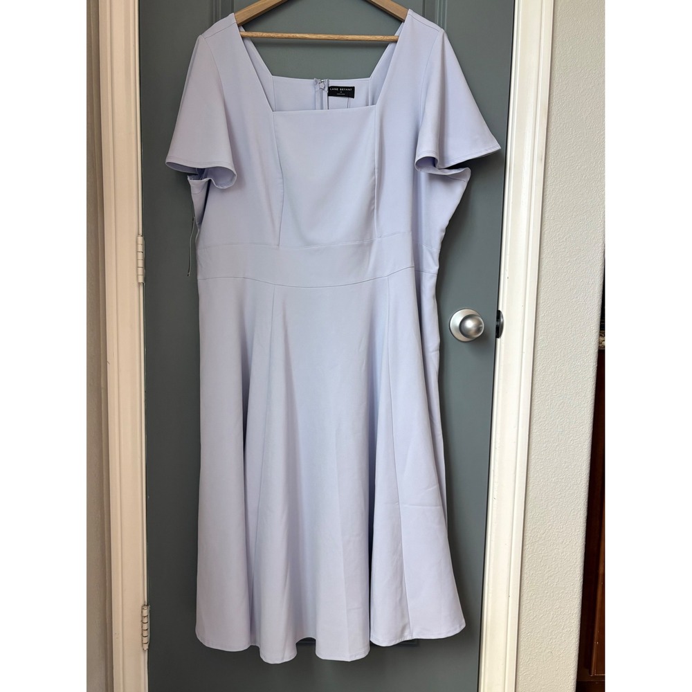 Lane Bryant Women Dress Size 22 Light Lavender Square Flutter Sleeve Tie Wedding